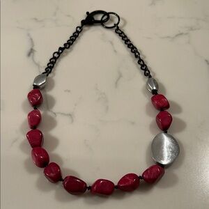 Elegant Red and Silver Women's Necklace